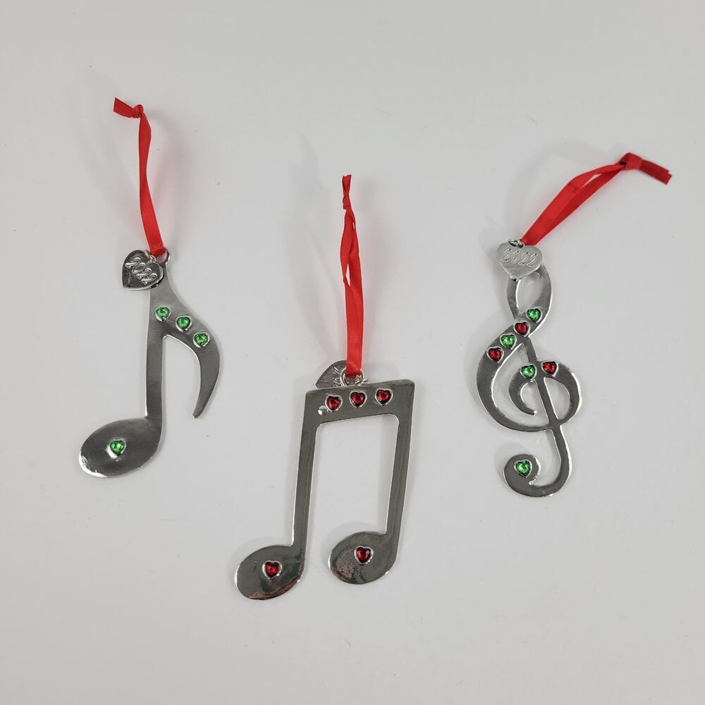 3pc Metal Music Note Christmas Ornaments 2022